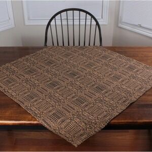 Primitive Colonial Birmingham Coverlet Table Square 36" x 36" Black & Nutmeg NEW